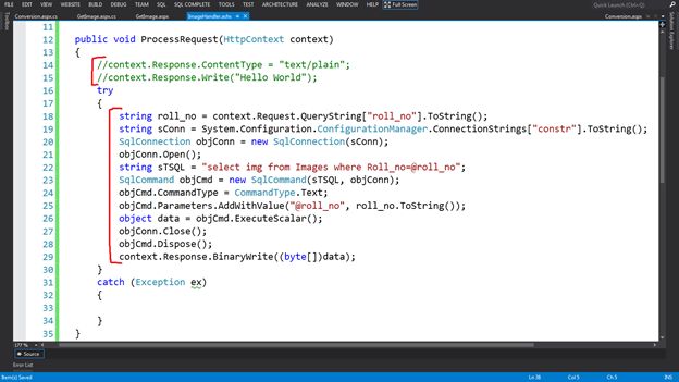 fetch the image from the database